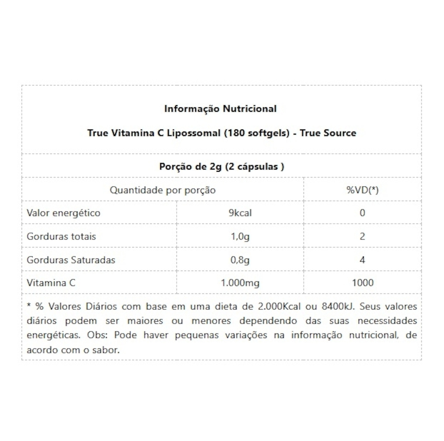 True Vitamina C Lipossomal (180 caps) - Foto 2