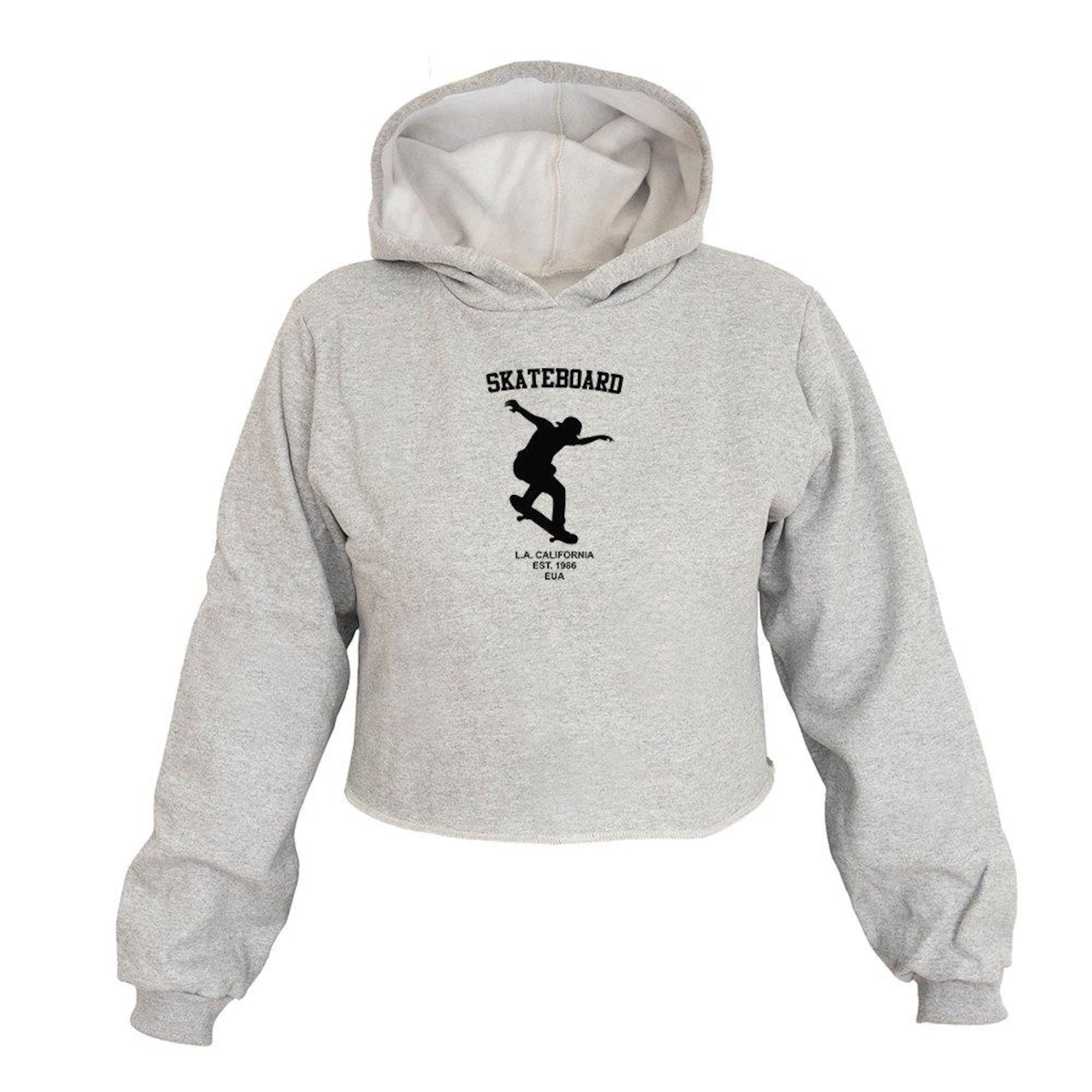 Cropped Feminino Moletom Estampa Skate California Capuz Moda - Foto 1
