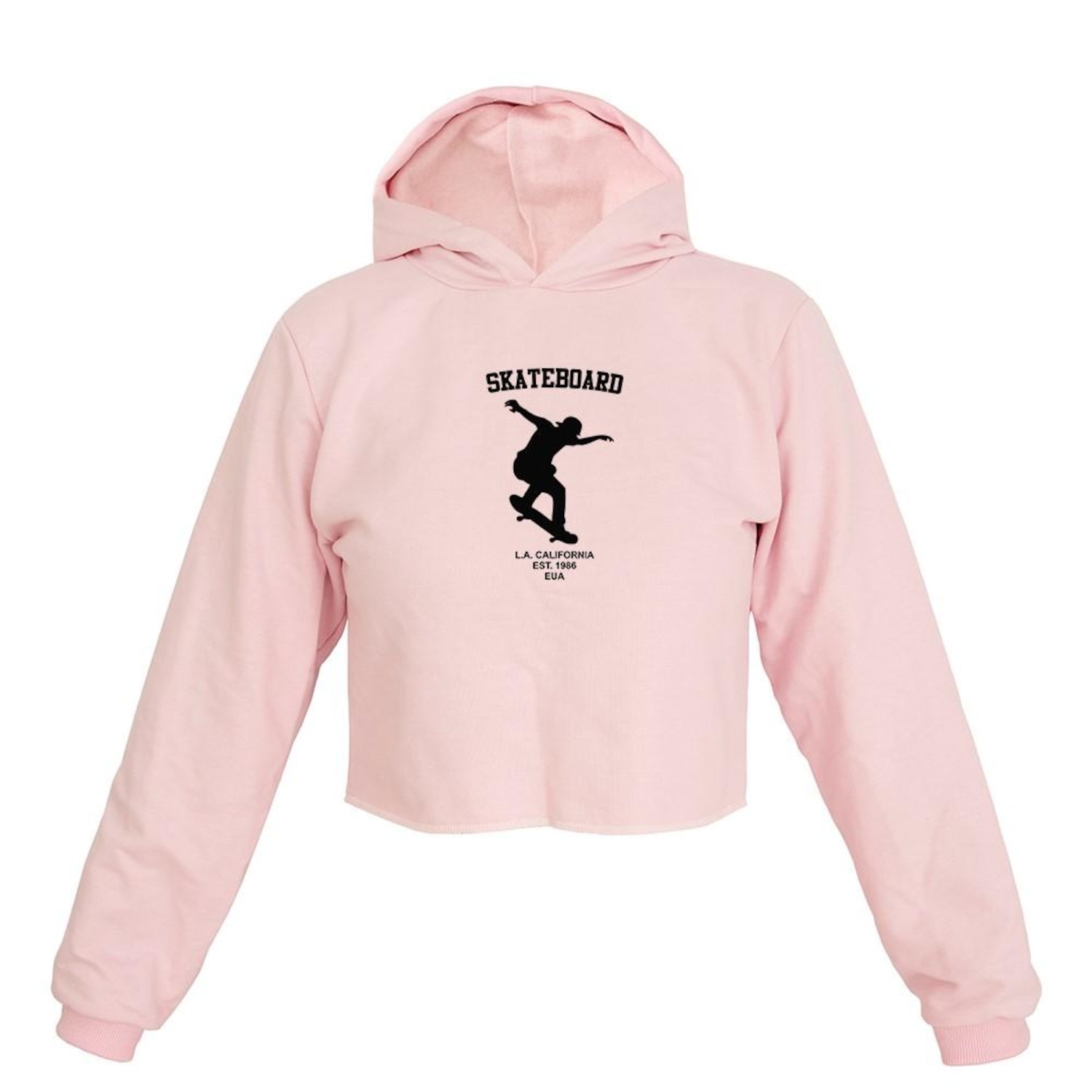 Cropped Feminino Moletom Estampa Skate California Capuz Moda - Foto 1