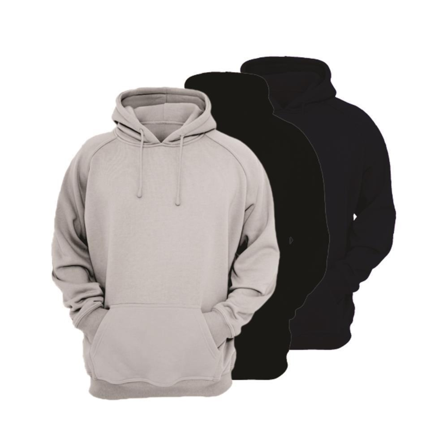 Kit 3 Moletons Masculino Ragor Algodão Capuz Bolso Conforto - Foto 1
