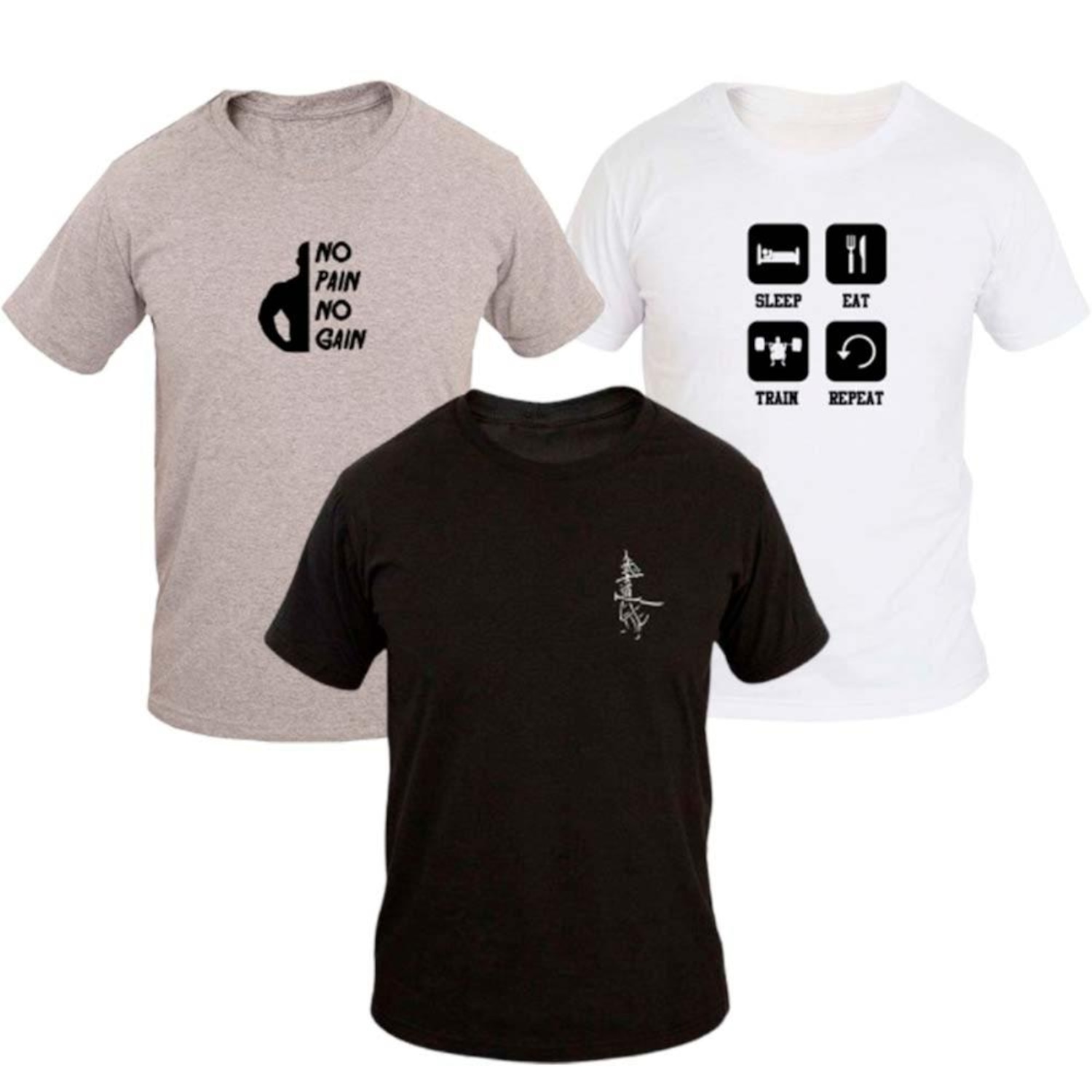 KIT 3 Camiseta Ragor Slim Algodão Treino Academia Casual - Foto 1