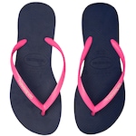 Chinelo Havaianas Slim Logo Pop-Up 17 - Feminino AZUL ESC/ROSA