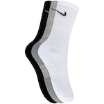 Kit de Meias Cano Alto Nike Everyday Cushioned Crew com 3 Pares - Adulto PRETO/BRANCO