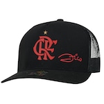 Boné Aba Curva do Flamengo Zico Supercap CRF Silk - Snapback - Trucker - Adulto PRETO