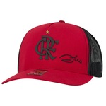 Boné Aba Curva do Flamengo Zico Supercap CRF Silk - Snapback - Trucker - Adulto Vermelho/Preto