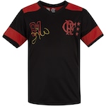 Camiseta do Flamengo Zico Retrô - Infantil PRETO/VERMELHO