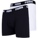 Kit de Cuecas Boxer Cotton Puma com 2 Unidades - Adulto PRETO/BRANCO