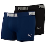 Kit de Cuecas Boxer sem Costura Puma com 2 Unidades - Adulto PRETO/AZUL