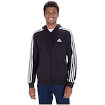 Jaqueta de Moletom com Capuz adidas Essentials 3S - Masculina PRETO/BRANCO