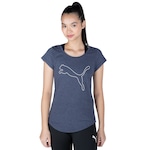 Camiseta Puma Feminina Manga Curta Performance Heather Cat AZUL ESCURO