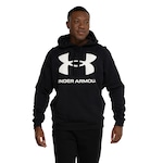 Blusa de Moletom Under Armour Masculina com Capuz Rival Fleece Big PRETO/BRANCO