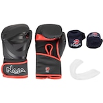 Kit de Boxe Naja: Bandagem + Protetor Bucal + Luvas de Boxe Black - 12 OZ - Adulto PRETO/VERMELHO