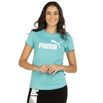 Camiseta Puma Manga Curta Essentials Logo - Feminina AZUL CLARO