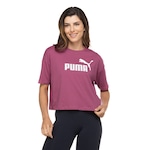 Blusa Feminina Manga Curta Cropped Puma Essentials Logo Tee ROSA/BRANCO