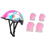 Kit de Proteção Infantil Spin - 1 Capacete + 1 Par Joelheiras + 1 Par Cotoveleiras ROSA