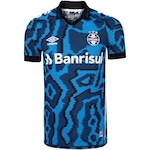 Camisa Polo do Grêmio Masculina Umbro III 21 Jogador S/N PRETO/AZUL