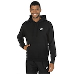 Blusão Nike Masculino com Capuz Sportswear Club Hoodie PRETO/BRANCO