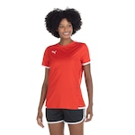 Camiseta Puma Manga Curta Teamliga Jersey - Feminina VERMELHO/BRANCO