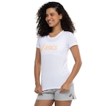 Camiseta ASICS Manga Curta Gola Retilinea - Feminina BRANCO/LARANJA