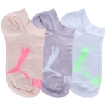 Kit de Meias Puma Sapatilha Invisivel com 3 Pares 25 a 28 - Infantil Rosa Cla/Roxo Cla