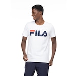 Camiseta Fila Manga Curta Letter Premium - Masculina BRANCO/AZUL ESC