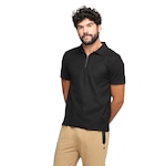 Camisa Polo Oxer Manga Curta Ziper - Masculina PRETO