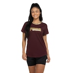 Camiseta Feminina Puma Manga Curta Deco Glam Ss Tee VINHO