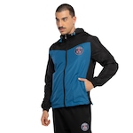 Jaqueta PSG Masculina Balboa Windbreaker com Capuz Recorte AZUL/PRETO