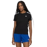 Camiseta adidas Manga Curta 3 Listras - Feminina PRETO/BRANCO