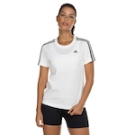 Camiseta adidas Manga Curta 3 Listras - Feminina BRANCO/PRETO