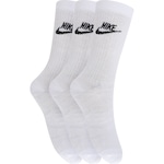 Kit de Meias Nike Sportswear Everyday Essential Crew com 3 Pares - Adulto BRANCO