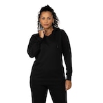 Blusa de Moletinho Feminina Oxer Alongado com Capuz PRETO