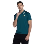 Camisa Polo Masculina ASICS Zíper Selado Azul/Amarelo Cla