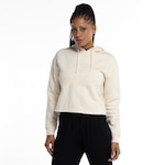 Blusa de Moletom Cropped Feminina ASICS com Capuz e Fleece Off White