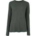 Camiseta Manga Longa Feminina Oxer Crepinho Jogging VERDE ESCURO