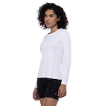 Camiseta Feminina Oxer Manga Longa Run Branco/Coral