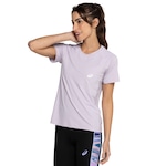 Camiseta Feminina ASICS Manga Curta Recorte Lateral Lilas