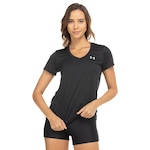 Camiseta Feminina Under Armour Manga Curta Tech Short PRETO/PRATA