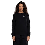 Blusão Feminino Nike sem Capuz Clb Flc Crew PRETO/BRANCO