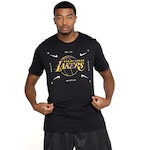 Camiseta Los Angeles Lakers Nike NBA Masculina Manga Curta Es Atc Lgo PRETO