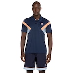 Camisa Polo Manga Curta Masculina Fila com Proteção Solar Australian Azul Esc/Laranja Cla