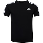 Camiseta Infantil adidas Manga Curta 3 Listras PRETO