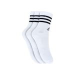 Kit de Meia adidas Adulto Cano Alto 3 Listras - 3 Pares BRANCO