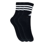 Kit de Meia adidas Adulto Cano Alto 3 Listras - 3 Pares PRETO