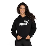 Blusa Feminina Cropped Puma com Capuz Essentials Logo PRETO