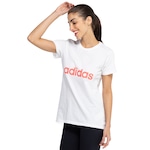 Camiseta Feminina adidas Manga Curta Logo BRANCO/ROSA