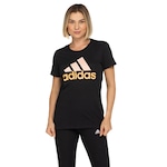 Camiseta adidas Feminina Manga Curta Logo PRETO/ROSA