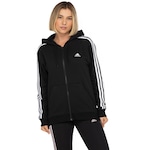 Jaqueta com Capuz adidas 3S Ft Fz R Hd - Feminina PRETO/BRANCO