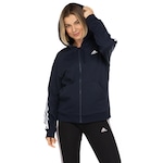 Jaqueta Feminina adidas com Capuz TOP 3 Listras AZUL/BRANCO