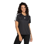 Camiseta Feminina adidas Manga Curta Essentials 3 Listras PRETO/BRANCO